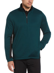 Micro Jacquard Quarter Zip Golf Jacket (Dark Sea) 