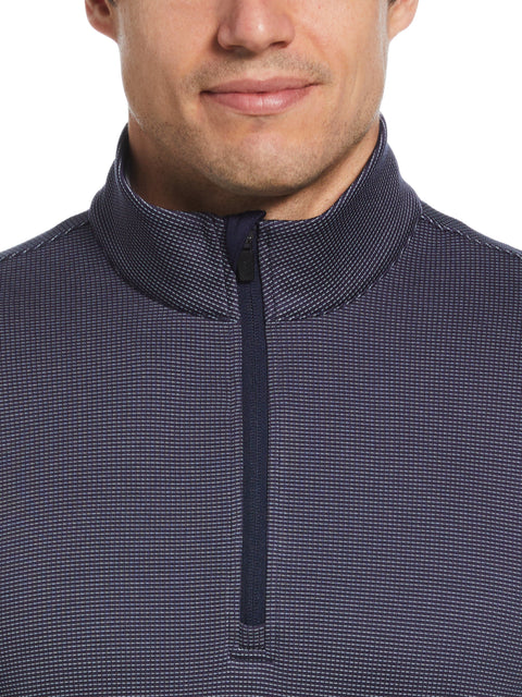 Micro Jacquard Quarter Zip Golf Jacket (Peacoat) 