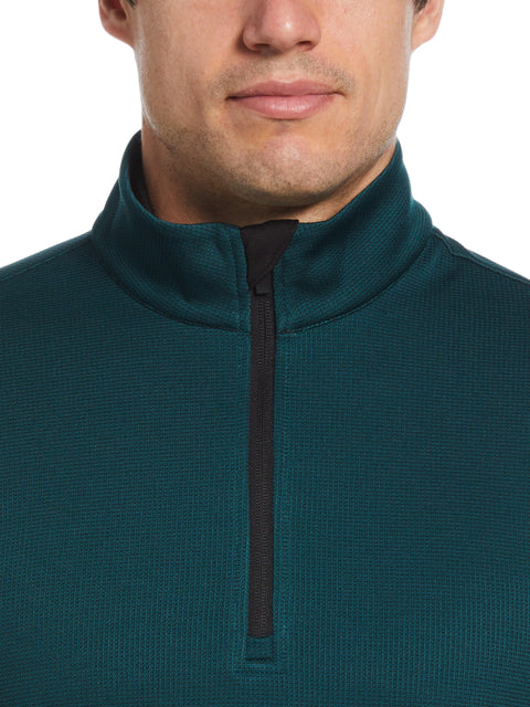 Micro Jacquard Quarter Zip Golf Jacket (Dark Sea) 