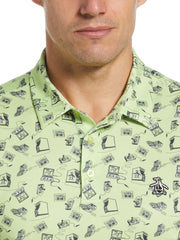 Retro Arcade Print Polo (Shadow Lime) 