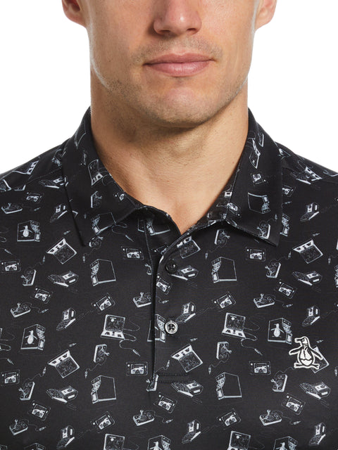 Retro Arcade Print Polo (Caviar) 