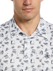 Retro Arcade Print Polo (Bright White) 