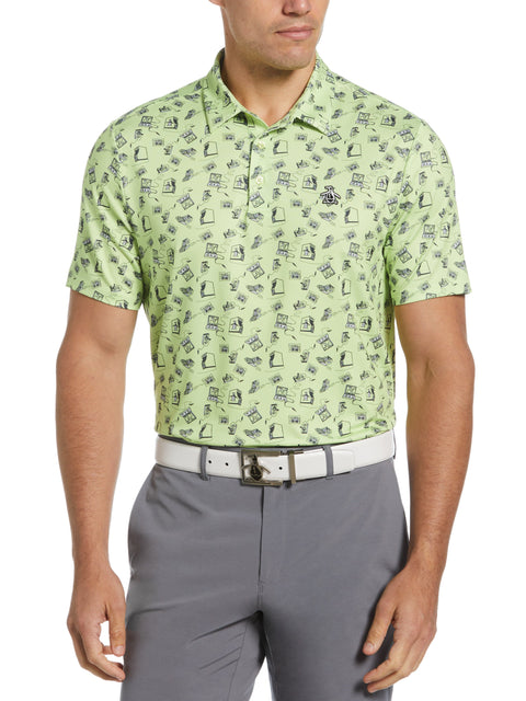 Retro Arcade Print Polo (Shadow Lime) 