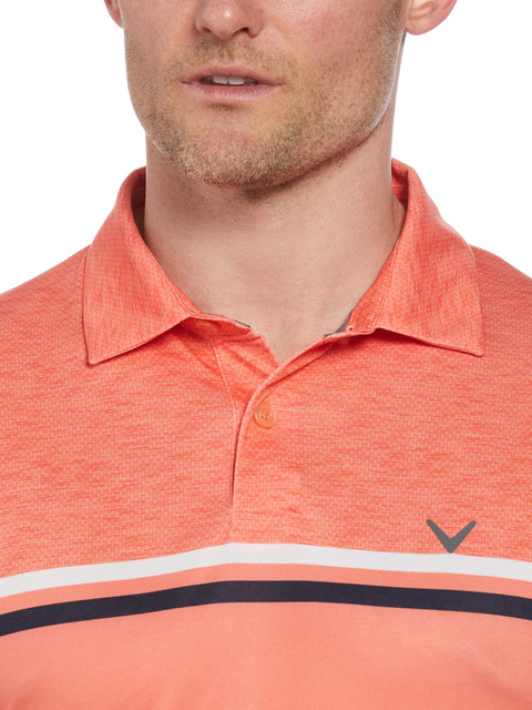 Short Sleeve Engineered Printed Block Polo Shirt (Living Coral) 