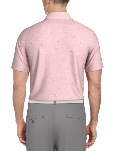 Short Sleeve Heron Print Polo  (Sea Pink) 