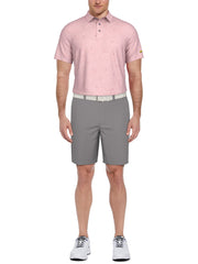 Short Sleeve Heron Print Polo  (Sea Pink) 