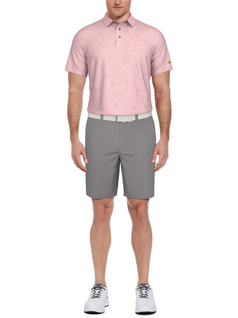 Short Sleeve Heron Print Polo  (Sea Pink) 