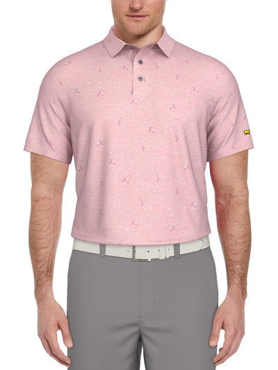 Short Sleeve Heron Print Polo  (Sea Pink) 