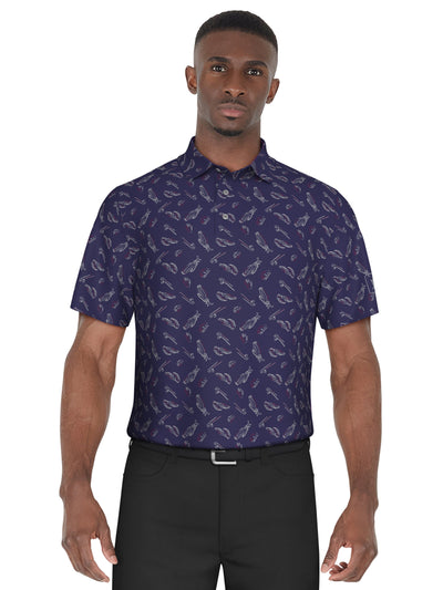 Solarized Golf Print Golf Polo (Clematis Blue) 