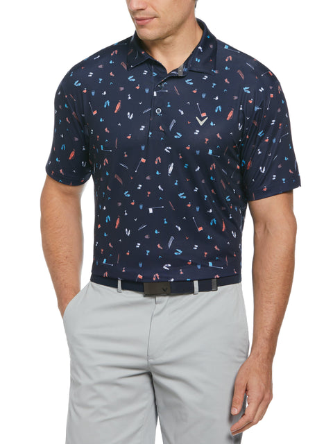 Tee Time Print Golf Polo Shirt (Peacoat) 