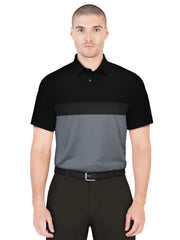 Textured Color Block Print Golf Polo (Caviar) 