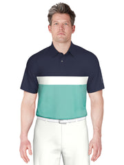 Textured Color Block Golf Polo (Blue Curacao) 