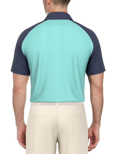 Textured Color Block Golf Polo (Blue Curacao) 