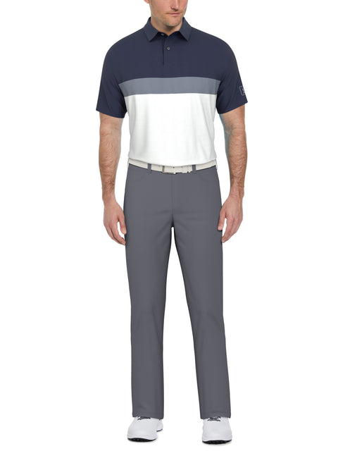 Textured Color Block Golf Polo (Peacoat) 