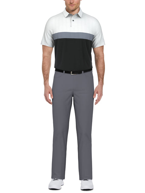 Men's Textured Color Block Golf Polo