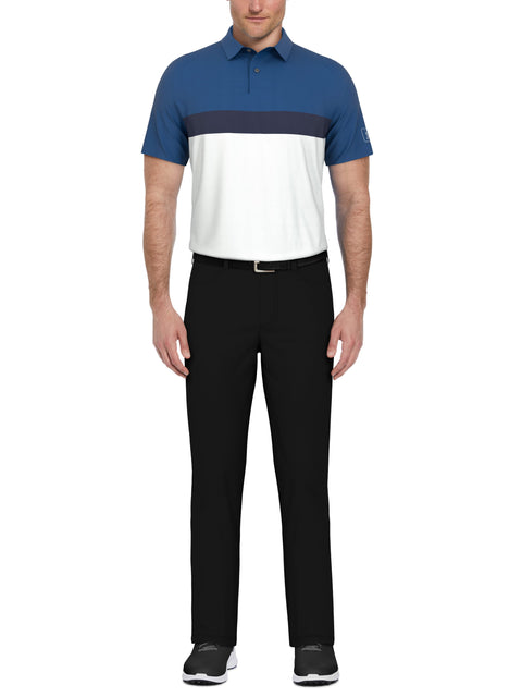 Textured Color Block Golf Polo (Classic Blue) 