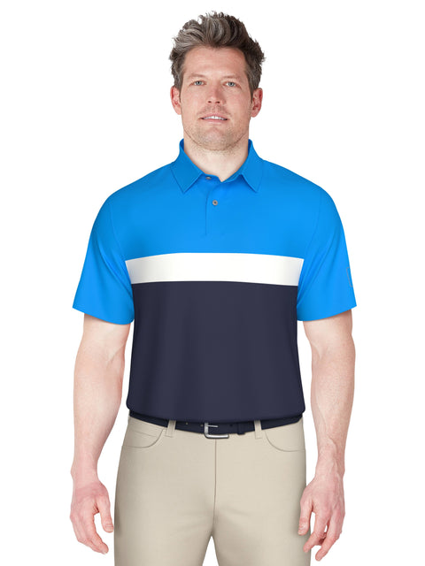 Men's Textured Color Block Golf Polo