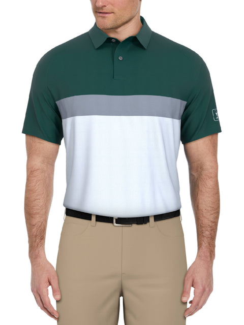 Men's Textured Color Block Golf Polo