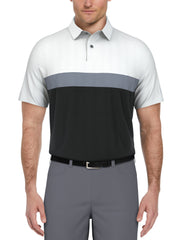 Men's Textured Color Block Golf Polo