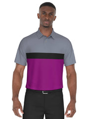 Men's Textured Color Block Golf Polo