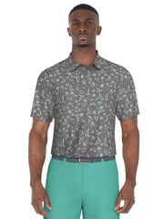 Short Sleeve Stretch Performance Vacation Print Polo  (Tradewinds) 