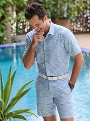 Men's Woven Pineapple Print Golf Shirt