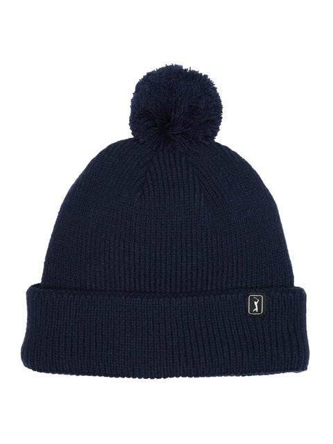 Pom Pom Beanie with Logo (Black Iris) 