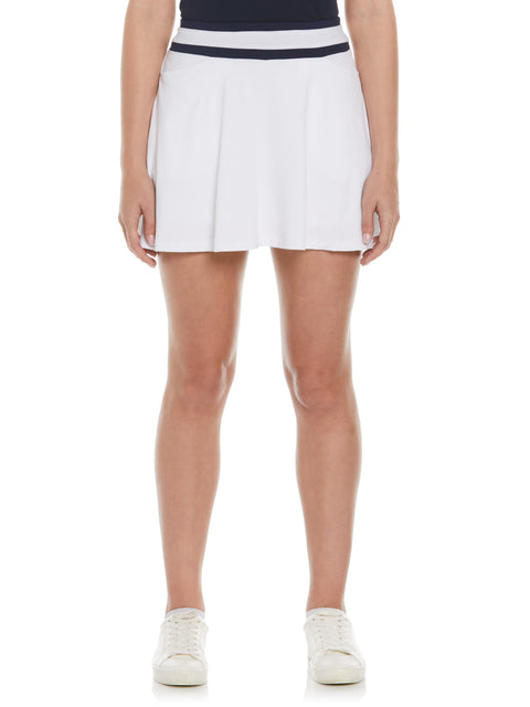 15" Color Block Print Founce Golf Skort (Bright White) 