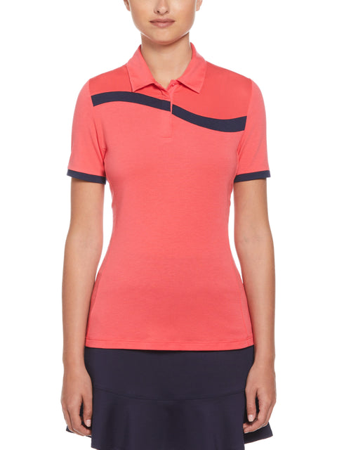 Callaway Apparel Women's Asymmetrical Color Block Golf Polo
