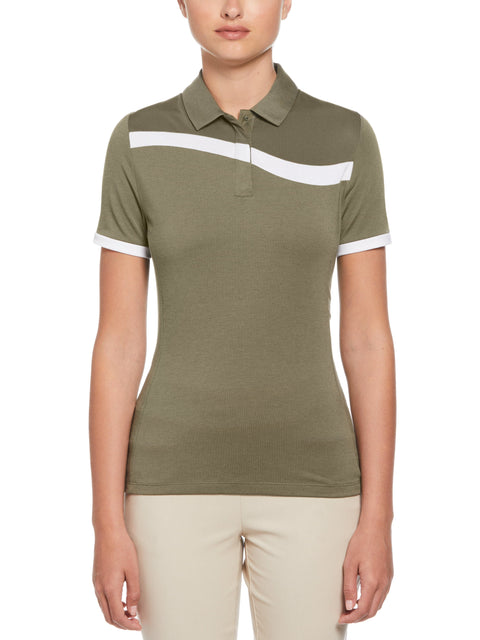 Womens Colour Block Polo (Industrial Green) 