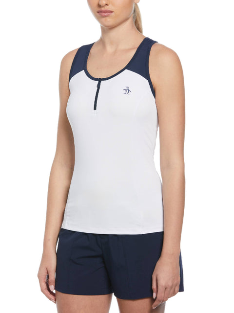 Women's Color Block Quarter Zip Tennis Tank Top