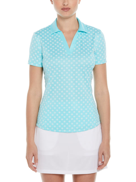 Essential Daisy Print Golf Polo (Blue Radiance) 