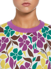 Floral Print Pullover Sweater (Purple Cactus Flower) 