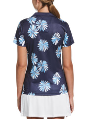 OPEN FLORAL Short Sleeve  "V" NECK POLO (Peacoat) 