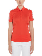 Playful Floral Block Print Golf Polo (Poppy Red) 