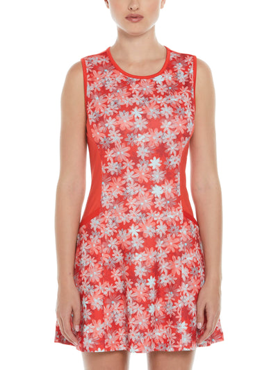 Playful Floral Print Golf Dress (Poppy Red) 