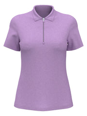 Quarter Zip Short Sleeve Heather Golf Polo Shirt (English Lavender Htr) 