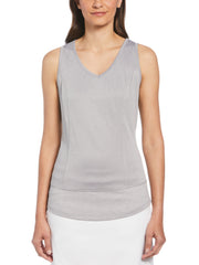 Solid Golf Tank Top with Mesh Panel (Sleet Heather) 