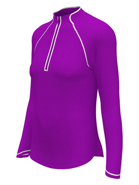 Women's Solid Long Sleeve Tennis Shirt with Sun Protection