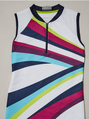 Women's Stripe Golf Top with Back Mesh Insert