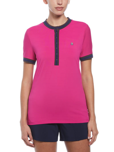 Women's Stripe Rib Collar Golf Polo