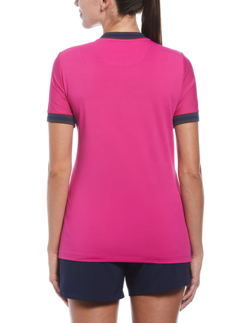 Women's Stripe Rib Collar Golf Polo