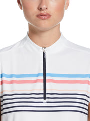 STRIPE RIBBED CAP Short Sleeve WAIST LENGTH TOP (Bright White) 