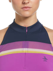 Women's Tennis Halter Tank  (Purple Cactus Flower) 