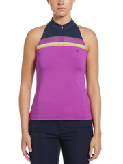 Women's Tennis Halter Tank  (Purple Cactus Flower) 