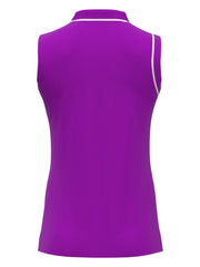 Veronica Sleeveless Golf Polo Shirt (Purple Cactus Flower) 