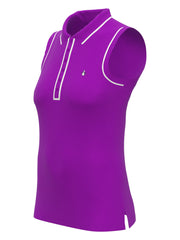 Veronica Sleeveless Golf Polo Shirt (Purple Cactus Flower) 