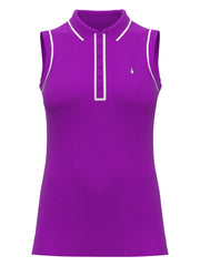 Veronica Sleeveless Golf Polo Shirt (Purple Cactus Flower) 