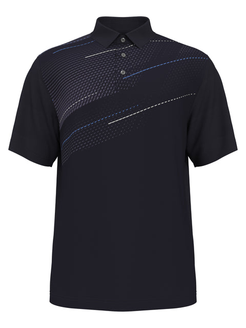 Asymmetrical Tech Print Golf Polo (Ombre Blue) 