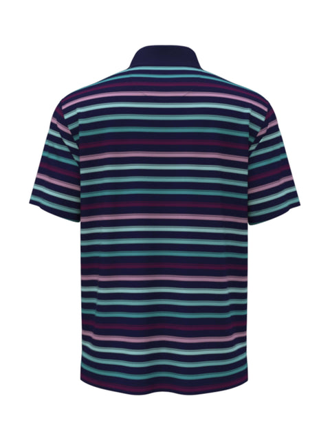 All-Over Stripe Print Golf Polo (Blueprint) 